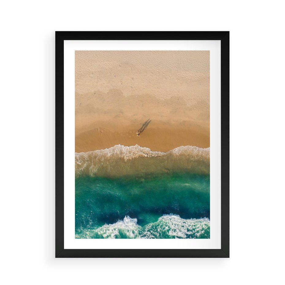 Plakat w ramie 50x70 - Nadbrzeżna Harmonia - plaża, morze - rama czarna