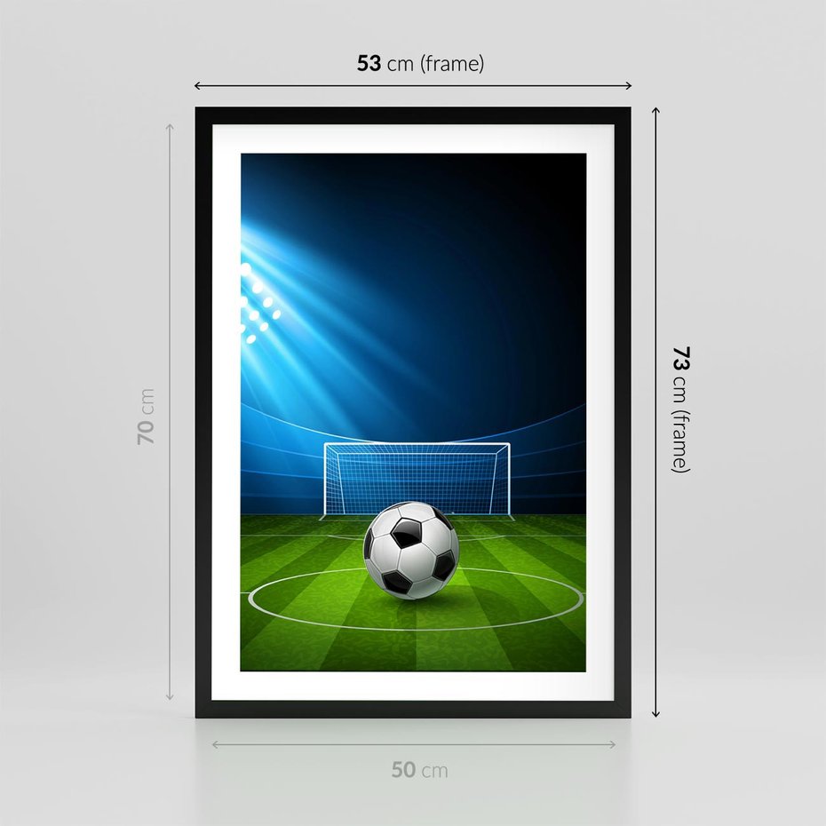 Plakat w ramie 50x70 - Piłkarska ekscytacja w momencie gola - piłka, nożna - rama czarna