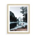 Plakat w ramie 50x70 - Zamarznięta Rzeka - zima w górach, zamarznięta rzeka - rama drewno