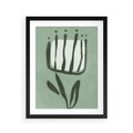 Plakat w ramie 40x50 - Objęcia Zieleni - zielona abstrakcja, zgaszona zieleń - rama czarna
