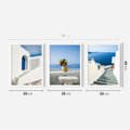 Zestaw obrazy w ramie 30x40 galeria - Santorini, morze, białe, domki - rama biała