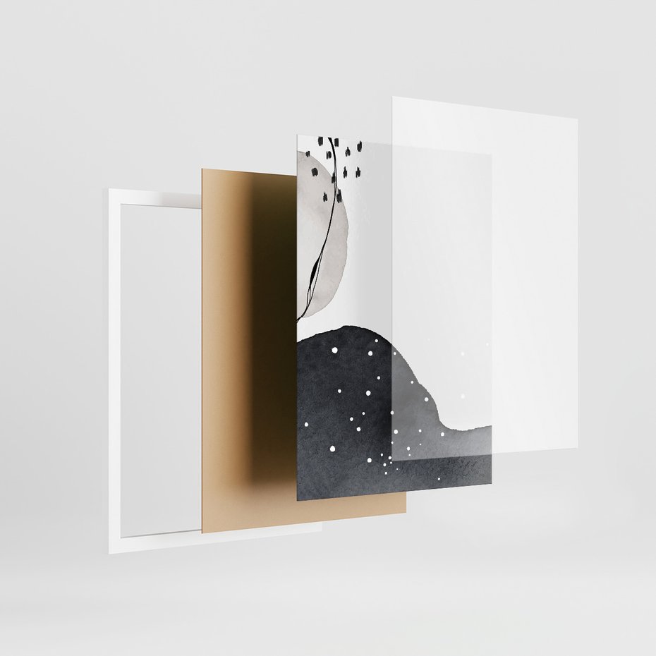 Zestaw obrazy w ramie 50x70 galeria - Line, art, nowoczesny, twarz, akwarela - rama biała