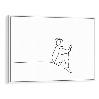 Obraz w ramie 70x50 - Linie Wewnętrznej Refleksji - line art, szkic - rama biała