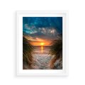 Plakat w ramie 40x50 - Magia zachodu słońca na plaży - zachód, słońca - rama biała
