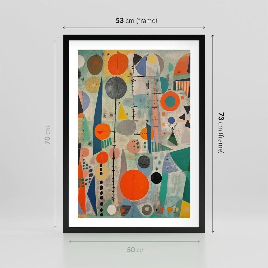 Plakat w ramie 50x70 - Wewnętrzne Zagadki Kształtów - abstrakcyjny obraz, sztuka abstrakcji - rama czarna