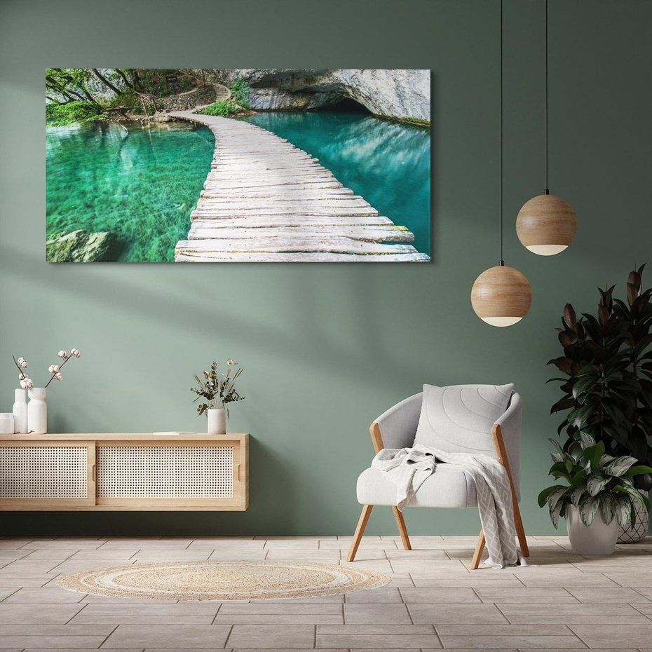 Obraz na płótnie 140x70 - Most nad skalistymi wodami - most, woda