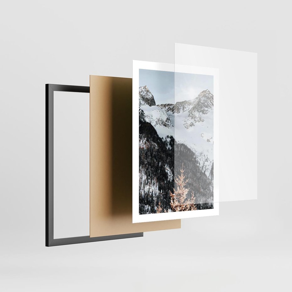 Plakat w ramie 50x70 - Górski Raj - góry, śnieg - rama czarna