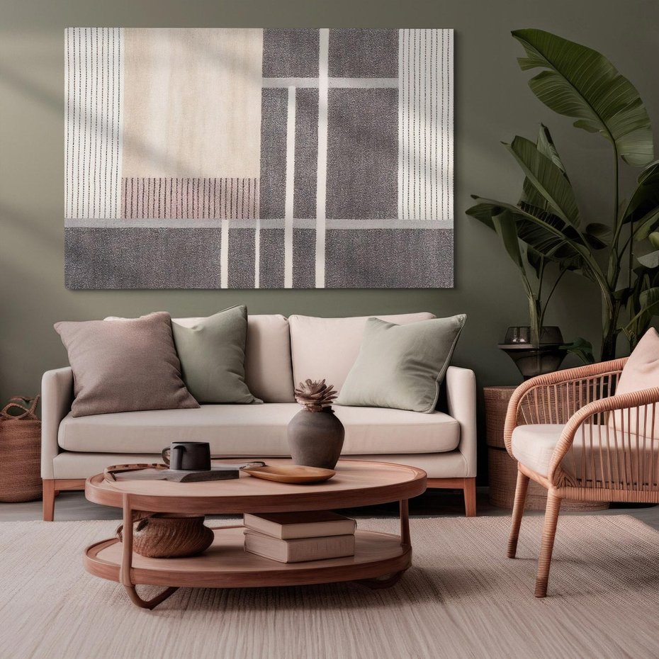 Obraz na płótnie 100x70 - Harmonia skradzionych odcieni - symetryczne, geometryczne pasy
