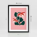 Plakat w ramie 30x40 - Migotliwa Kreatywność - abstrakcyjne kwiaty, różowe tło - rama czarna