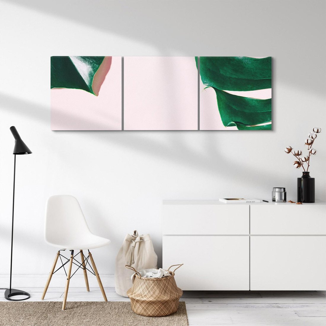 Obraz na płótnie 90x30 - Siła Natury - liście, monstera