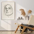 Plakat w ramie 50x70 - Konturem Uchwycone - plakat, minimalistyczny szkic - rama drewno