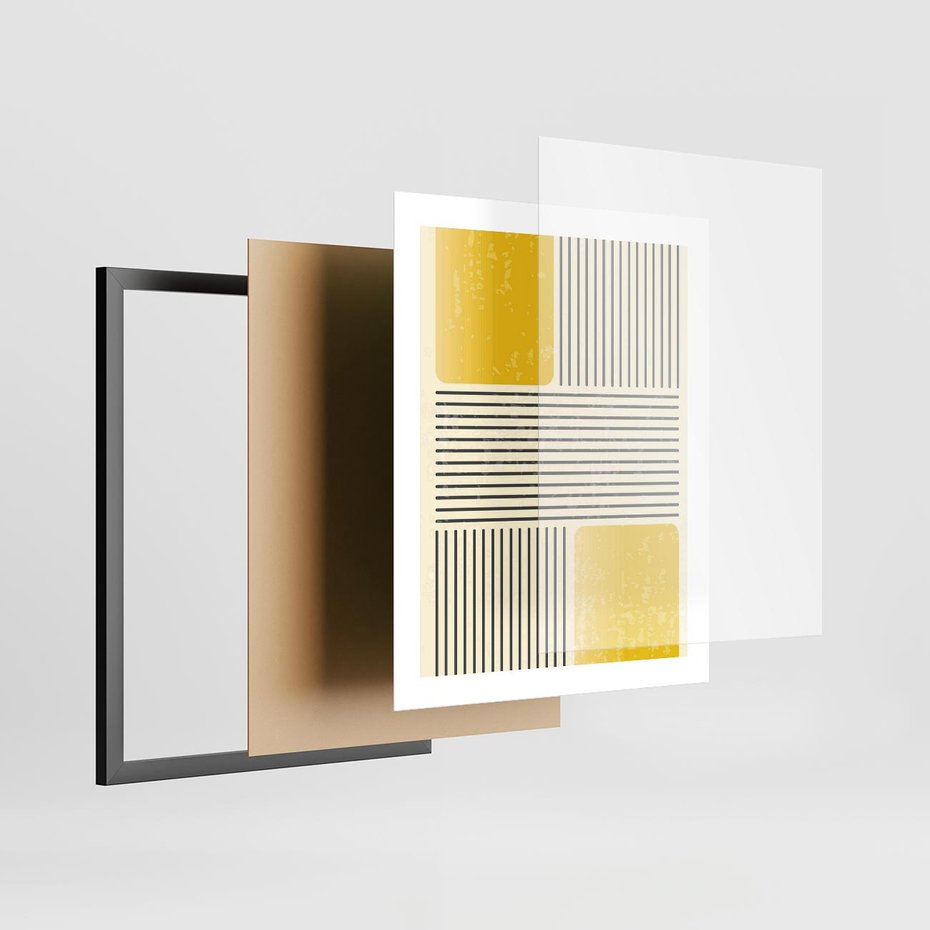 Plakat w ramie 40x50 - Geometria w Ruchu - geometria, proste linie - rama czarna