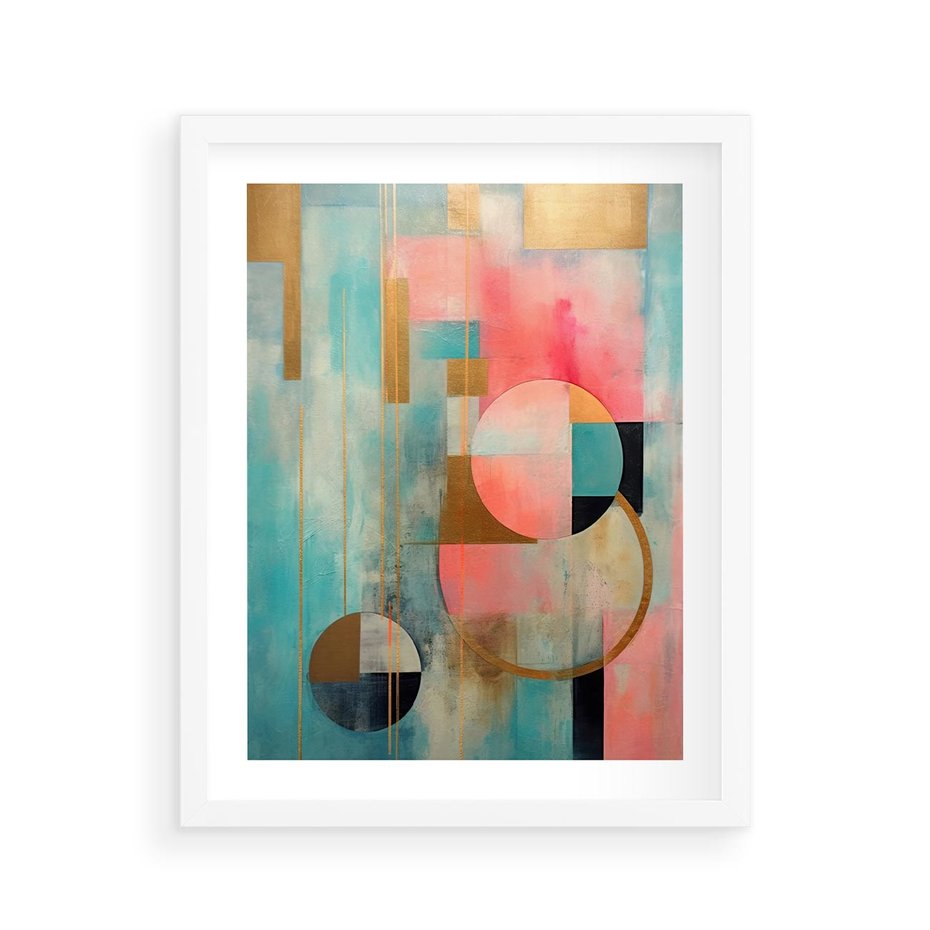 Plakat w ramie 40x50 - Abstrakcyjny Bałagan - abstrakcja, obraz olejny - rama biała