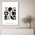 Obraz w ramie 80x120 - Taniec Dziwacznych Kresek - minimalistyczny plakat, czarno biały - rama drewno