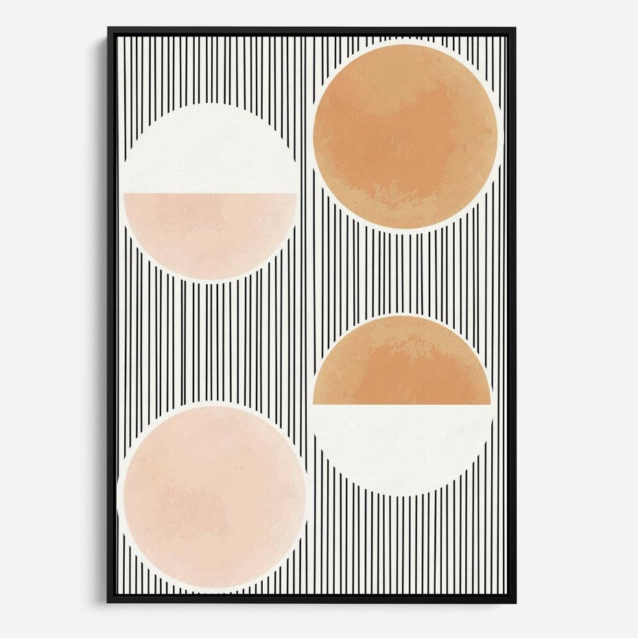 Obraz w ramie 50x70 - Przenikające Kształty - abstrkacyjna nowoczesna sztuka, koła okręgi - rama czarna