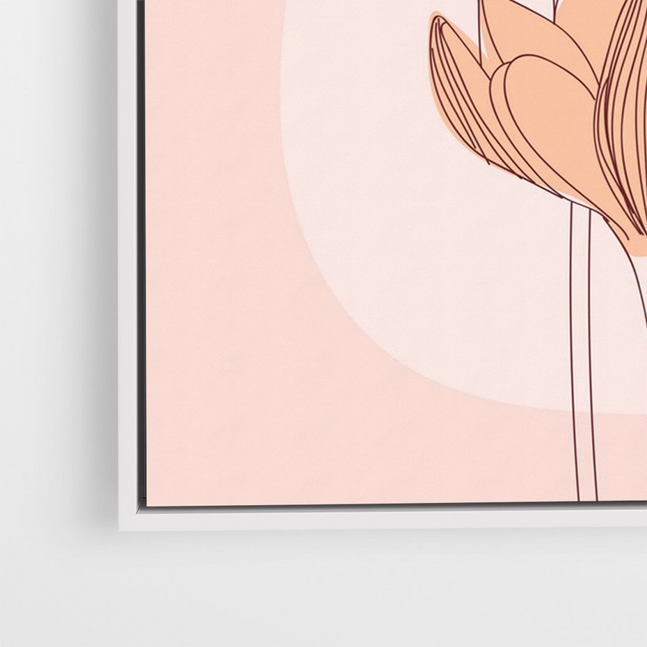 Obraz w ramie 80x120 - Przenikające Kształty - minimalistyczny plakat, pudrowe kwiaty - rama biała