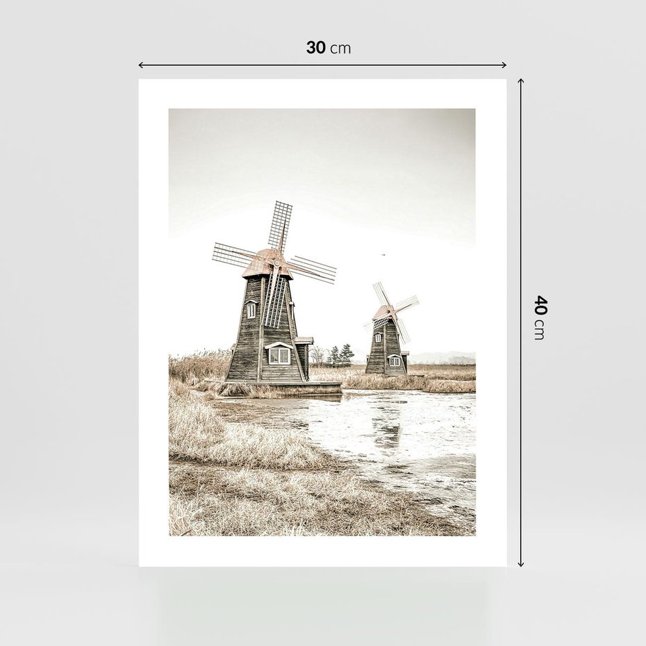 Plakat bez ramy 30x40 - Wiejskie Młyny: Rustykalna Fotografia - młyny, rustykalna fotografia