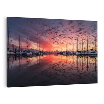 Obraz na płótnie 120x80 - Morze, fale i skały - zachód słońca,