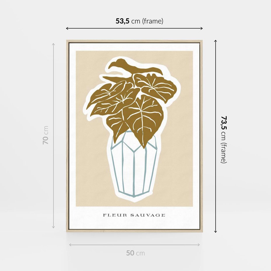 Obraz w ramie 50x70 - Rytmy Nowych Wizji - abstrakcyjne liście, tropikalne w wazonie - rama drewno