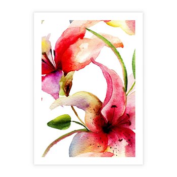 Plakat bez ramy 21x30 - Kwiaty w akwareli - delikatne piękno - kwiaty, akwarela