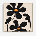 Obraz w ramie 50x50 - Wyjątkowość Boho - minimalistyczny abstrakcyjny obraz, prymitywne kwiaty - rama drewno