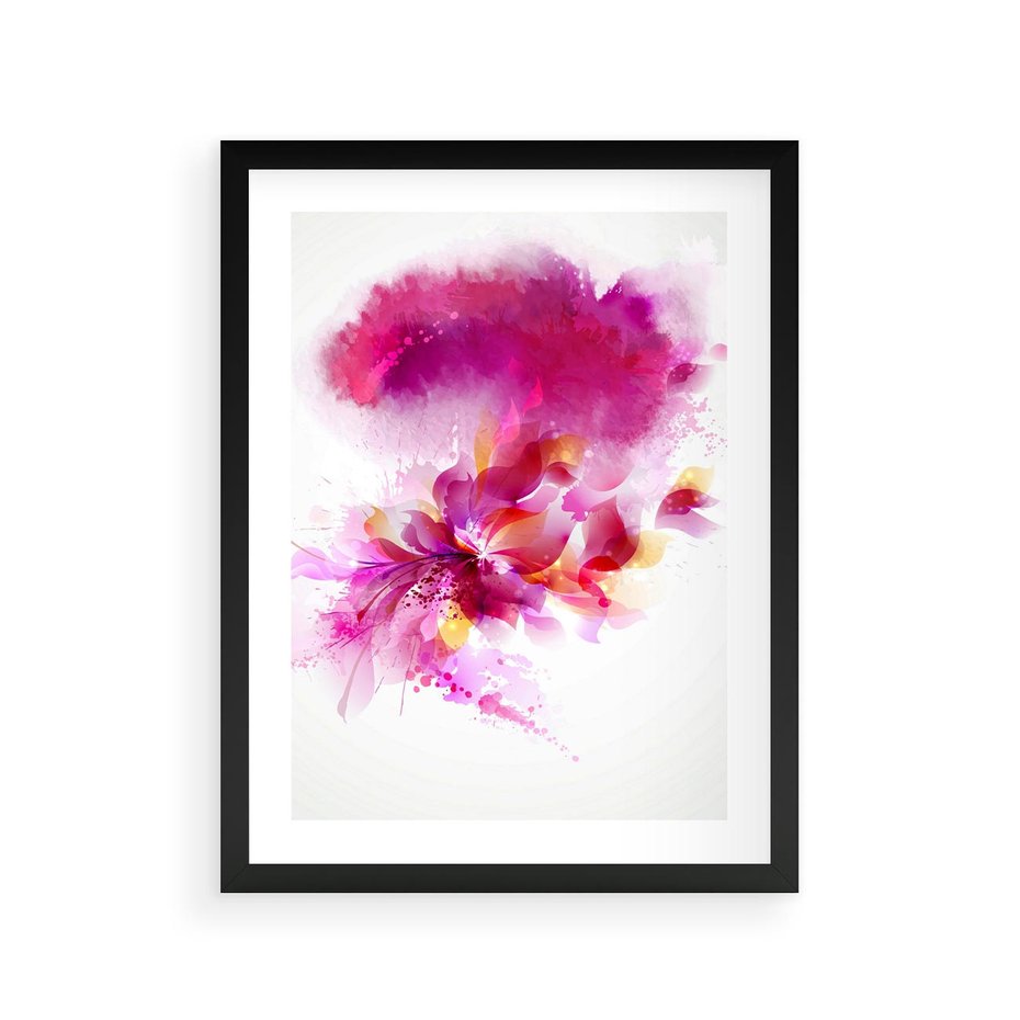 Plakat w ramie 30x40 - Kwiaty abstrakcji - abstrakcja, kwiaty - rama czarna