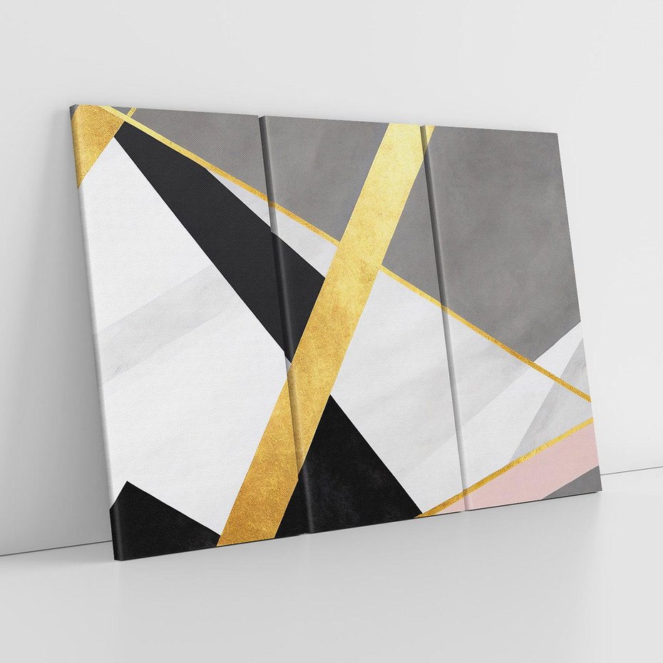 Obraz na płótnie 120x80 - Pudrowe Abstrakcyjne Lustra - złote abstrakcyjne linie, szarość