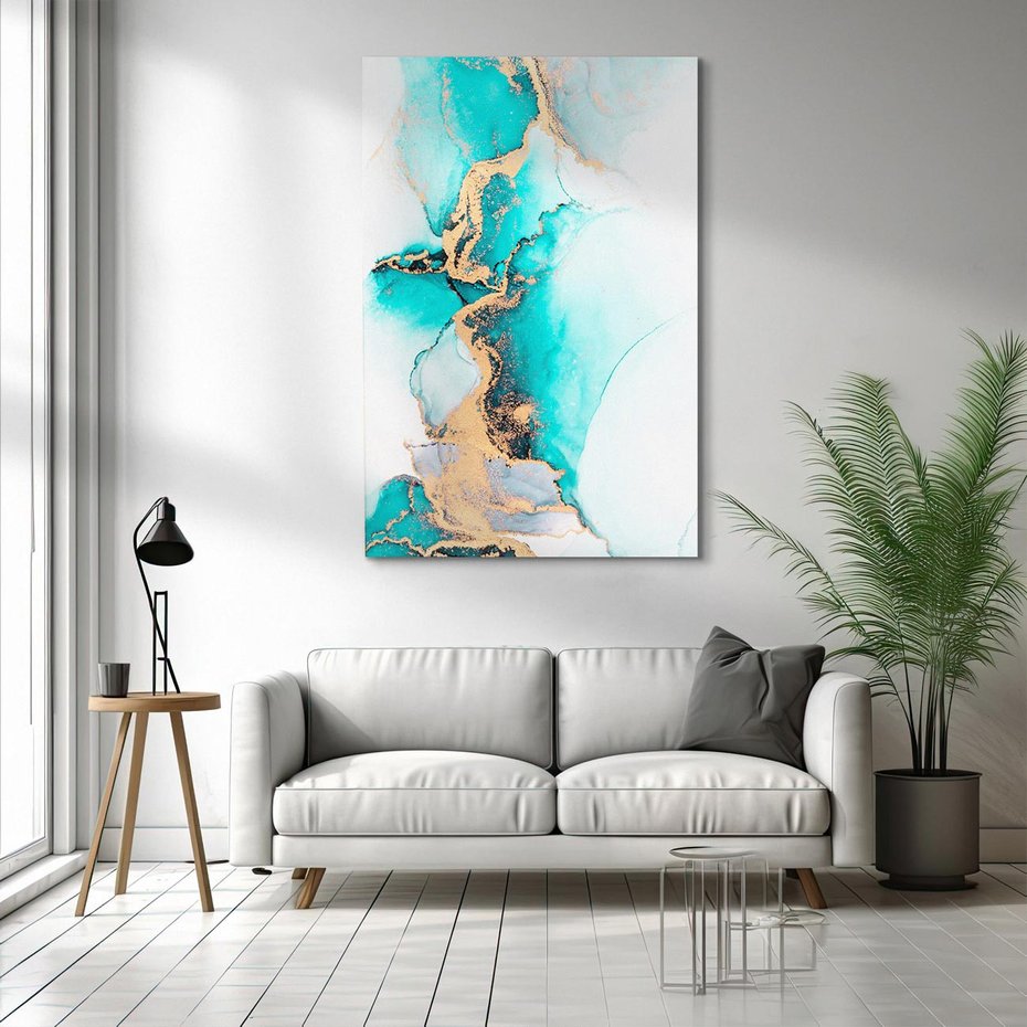 Obraz na płótnie 50x70 - Elegancja i Subtelność - marmur, złoto