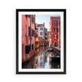 Plakat w ramie 50x70 - Przejażdżka gondolą przez Wenecję - Wenecja, kanały - rama czarna