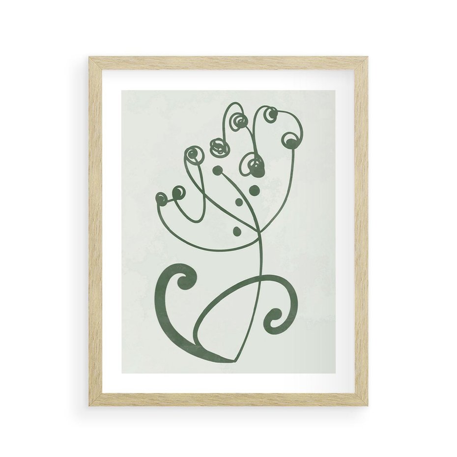 Plakat w ramie 40x50 - Zieleń Wyjątkowego Ukojenia - zielony odcień, abstrakcja - rama drewno