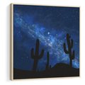 Obraz w ramie 80x80 - Nocne Tajemnice Pustyni - gwieździsta noc, granatowe niebo - rama drewno