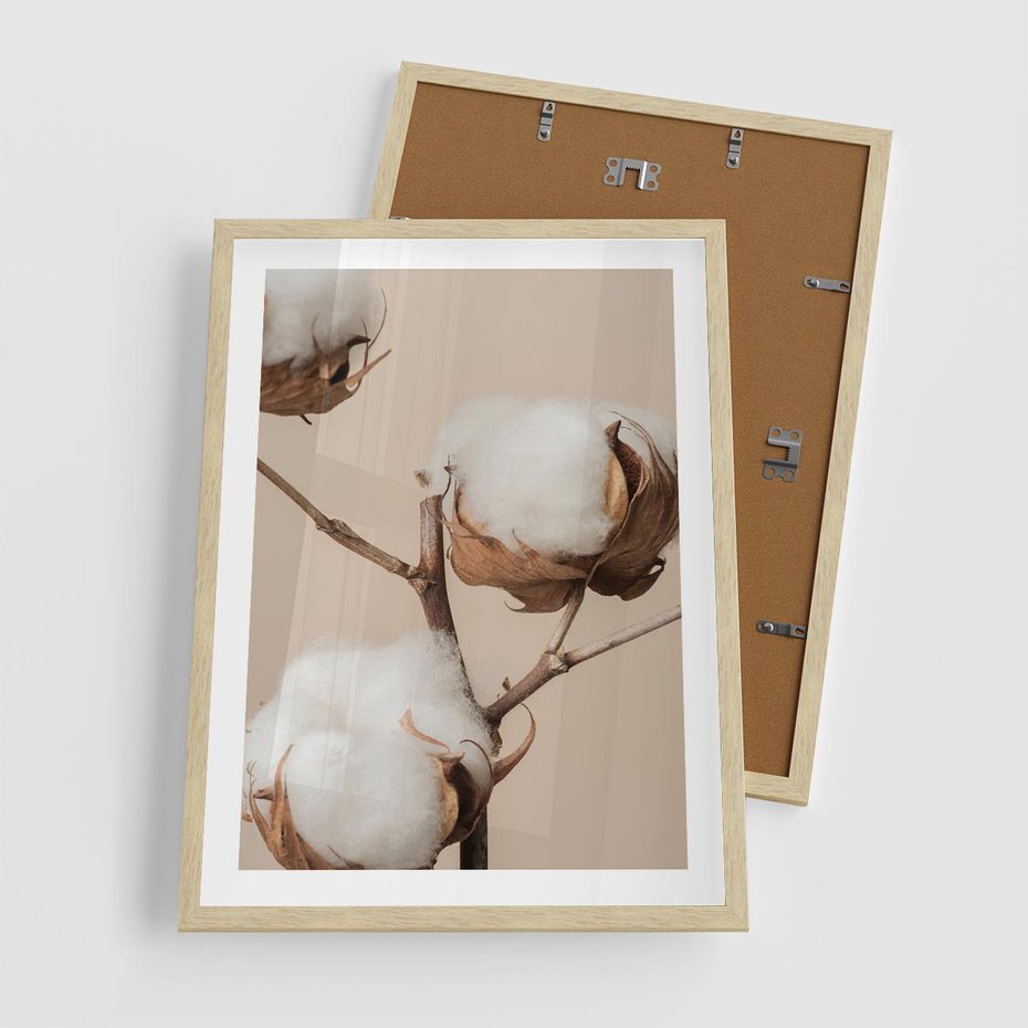 Plakat w ramie 50x70 - Bawełniana melancholia - bawełna, suche - rama drewno