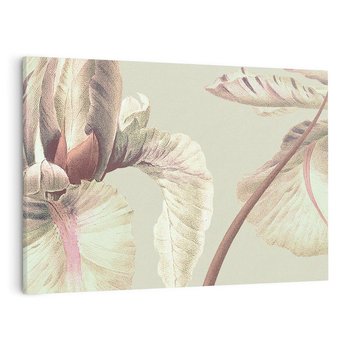 Obraz na płótnie 120x80 - Przenikanie światów barw - kwiaty vintage, tropikalne rośliny