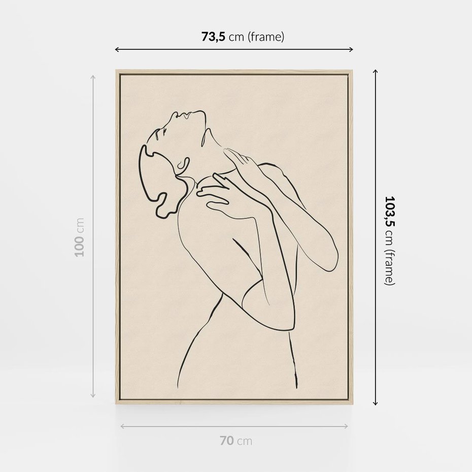 Obraz w ramie 70x100 - Bezkresny Taniec - kobieta, szkic - rama drewno