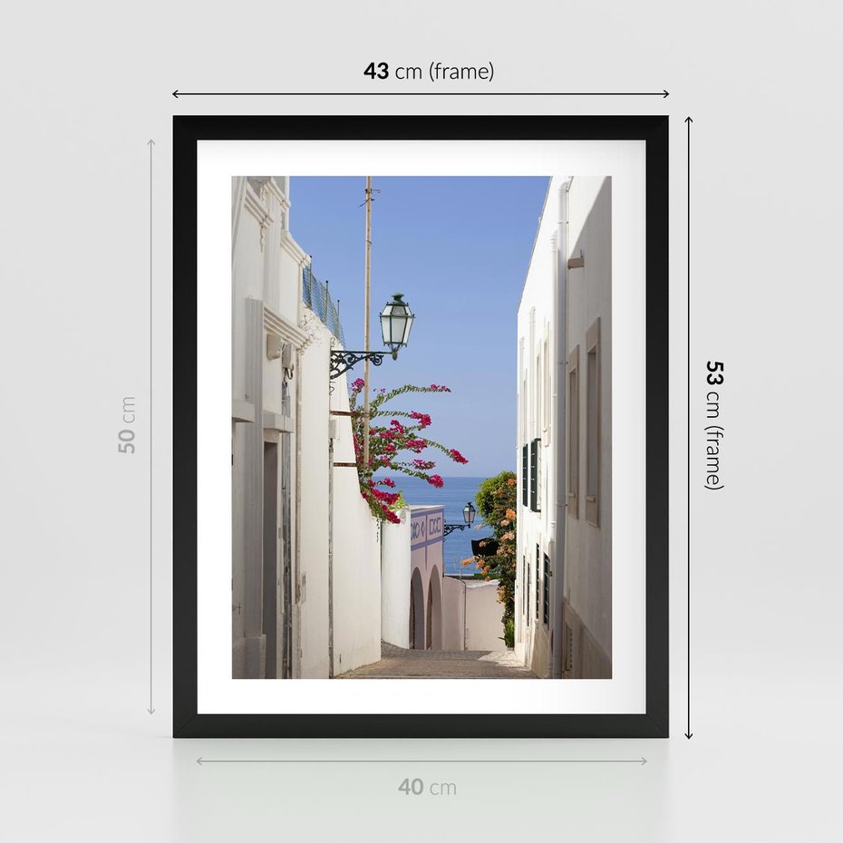 Plakat w ramie 40x50 - Podróże w Czasie: Perspektywiczna Uliczka - uliczka, perspektywa - rama czarna