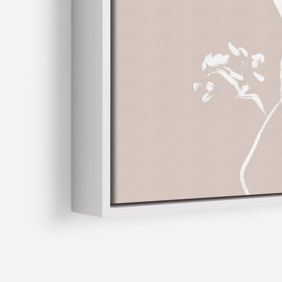 Obraz w ramie 50x70 - Harmonijne Mini Boho - minimalistyczny delikatny obraz, beżowe odcienie - rama biała