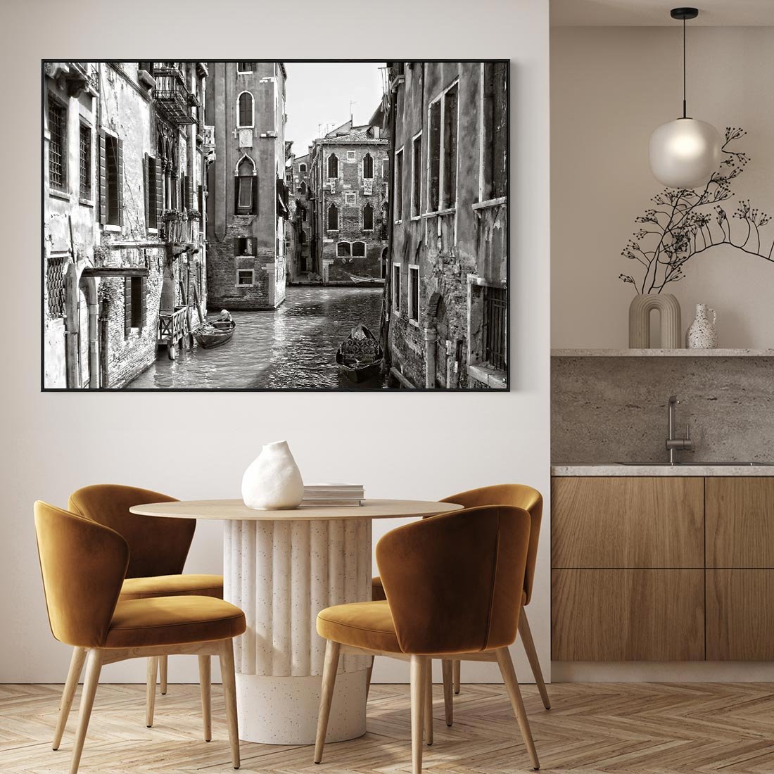 Obraz w ramie 100x70 - Zabłądzić w Wenecji - wenecja, kanały - rama czarna
