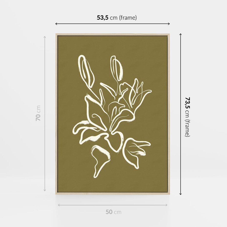 Obraz w ramie 50x70 - Przenikające Barwy - abstrakcyjna roślina, kwiaty - rama drewno