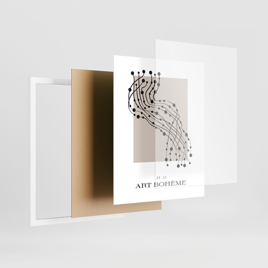 Plakat w ramie 40x50 - Migocące Konstrukcje Abstrakcji - sztuka minimalizmu, biało czarna rycina - rama biała