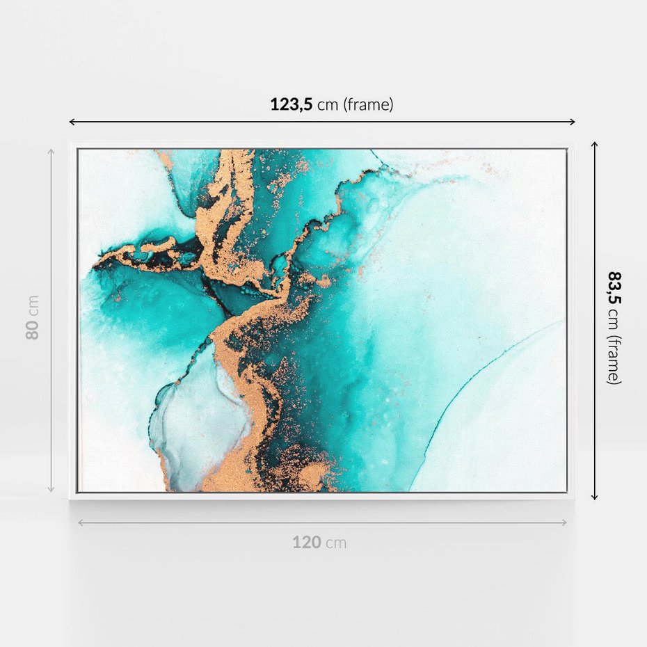 Obraz w ramie 120x80 - Elegancja i Subtelność - marmur, złoto - rama biała