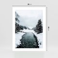 Plakat bez ramy 30x40 - Zimowa Przyroda: Rzeka, Góry i Śnieg - zima, rzeka