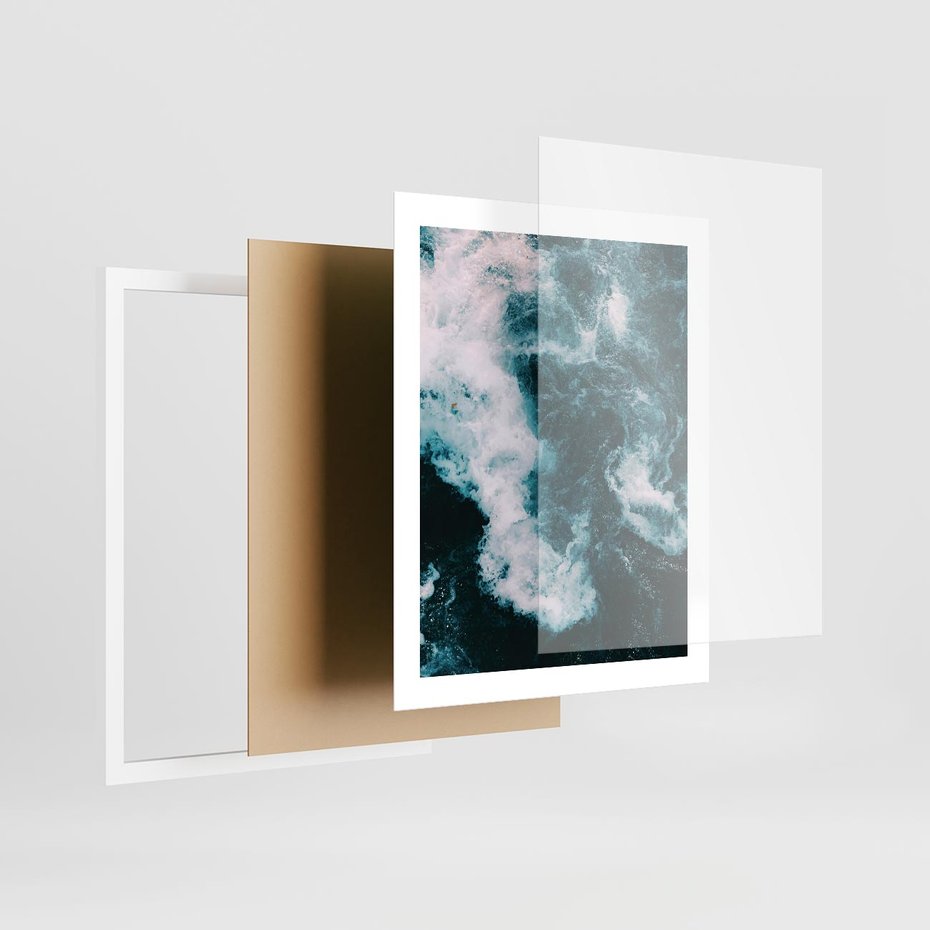 Plakat w ramie 40x50 - Fale w Odcieniach Turkusu - ocean, fale - rama biała