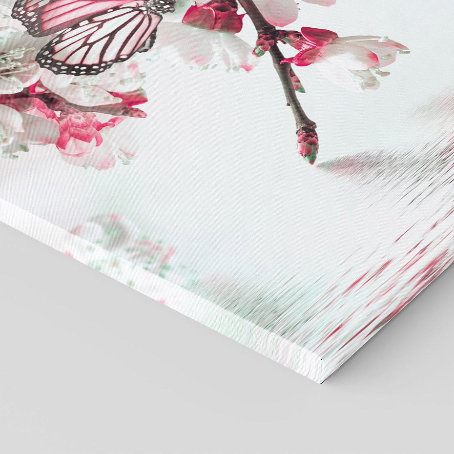 Obraz na płótnie 120x80 - Kwiatowa baśń z motylami - kwiaty, motyle