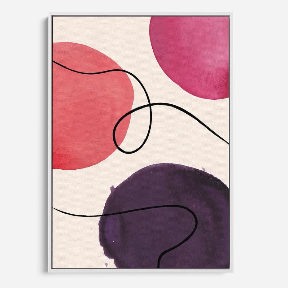 Obraz w ramie 70x100 - Migoczące Echo - abstrakcyjne akwarelowe plamy, nieregularne linie - rama biała