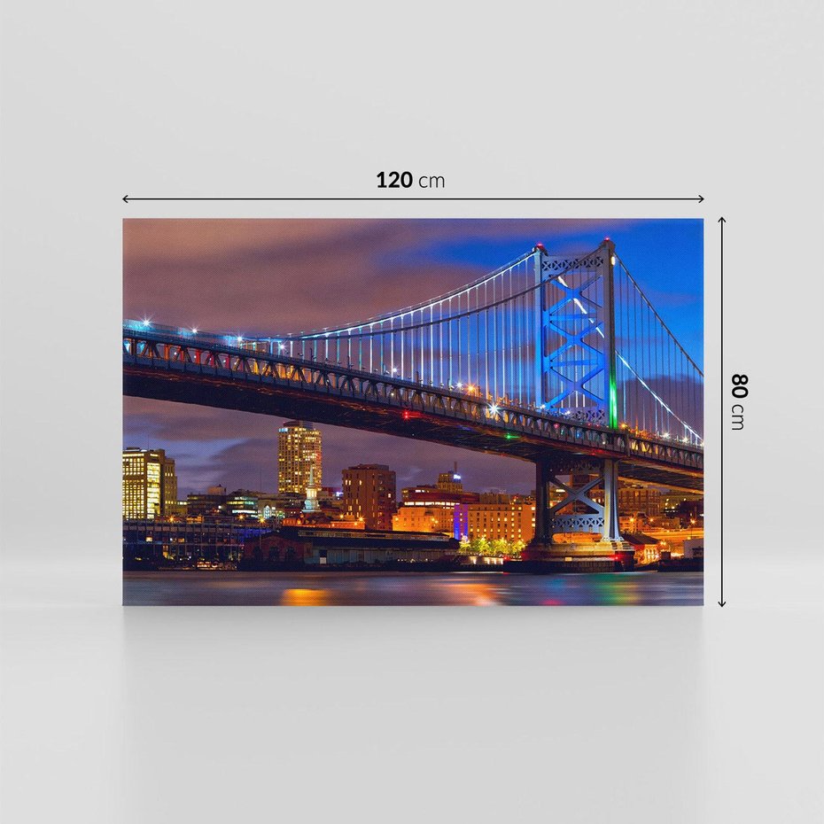 Obraz na płótnie 120x80 - Filadelfia: most nad zachodem słońca - Filadlefia, USA