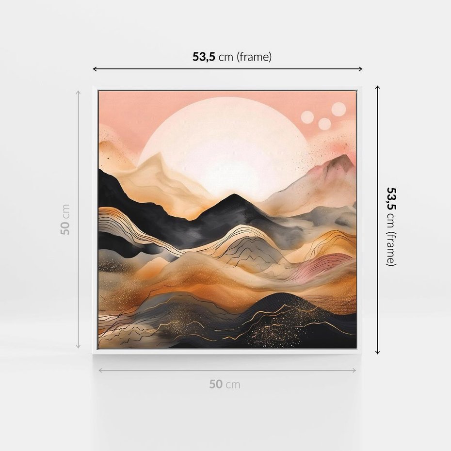 Obraz w ramie 50x50 - Grafika Zachodu - nowoczesna grafika, odcienie pastelowe - rama biała