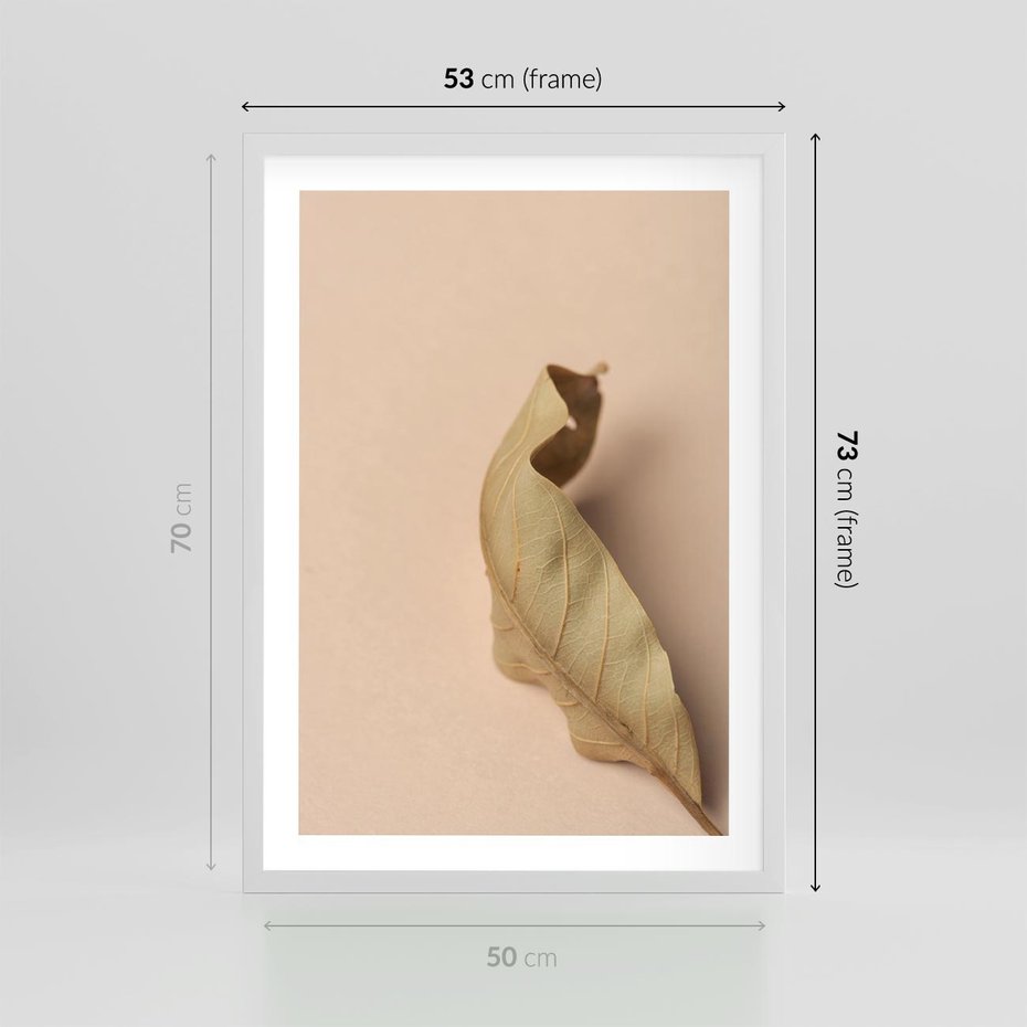 Plakat w ramie 50x70 - Boho suszone liście - suszony, liść - rama biała