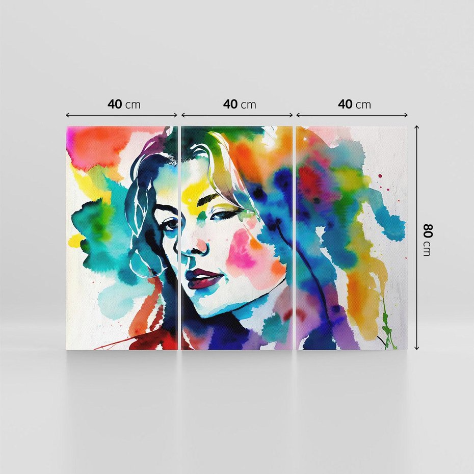 Obraz na płótnie 120x80 - Abstrakcyjna ekstaza barw - abstrakcyjny portret kobiety, szkic czarną kreską