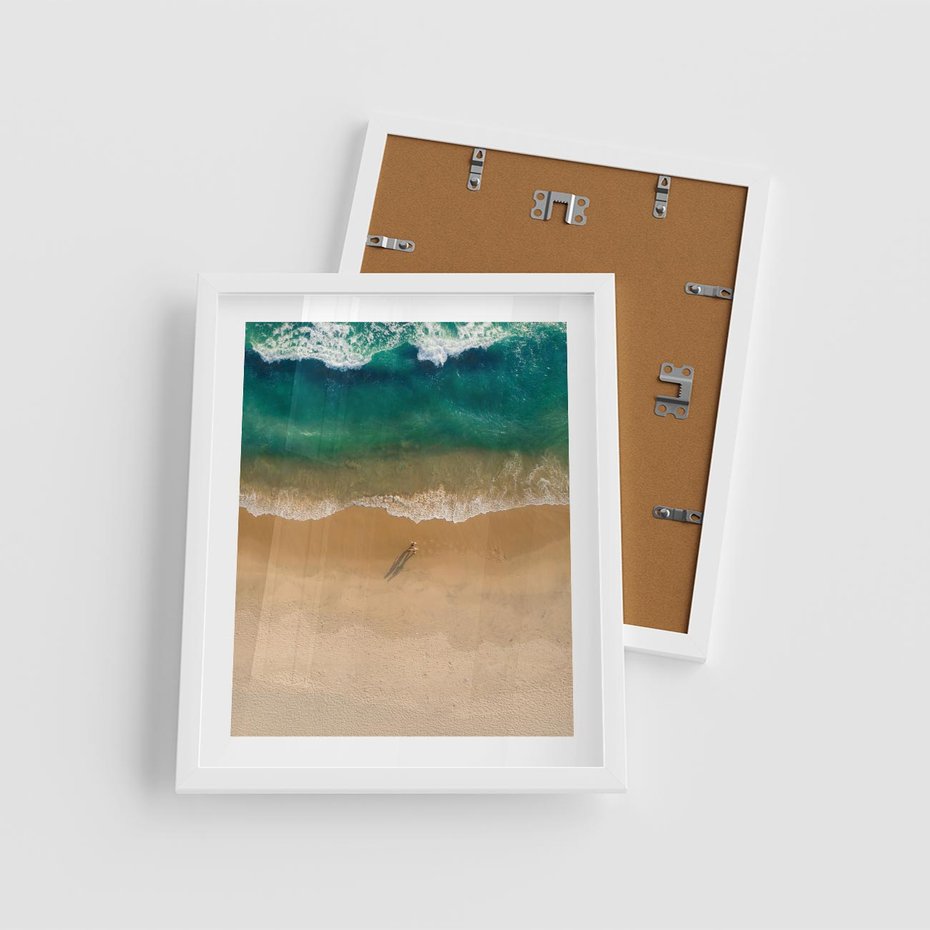 Plakat w ramie 40x50 - Oaza Relaksu - plaża, morze - rama biała