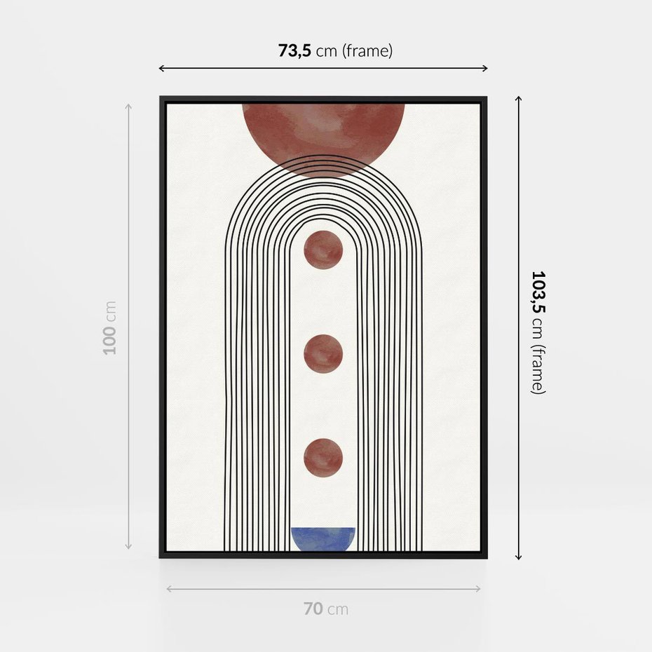 Obraz w ramie 70x100 - Symfonia Kształtów - nowoczesny plakat, styl midcentury - rama czarna